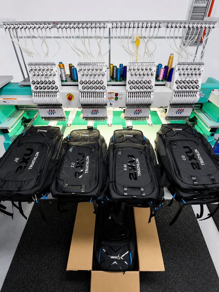 Personalised embroidered backpacks for 2XU Triathlon