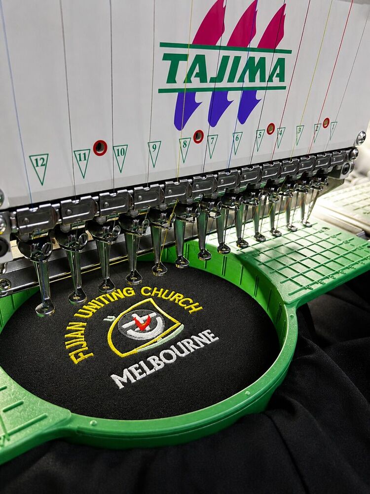 Embroidered logo for Fijian Uniting Church Melbourne