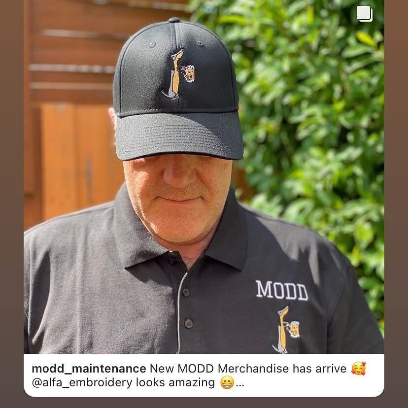 MODD Maintenance — branded polo shirts and caps