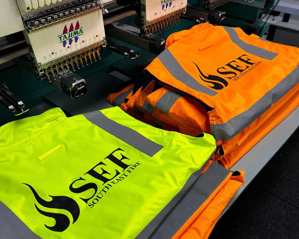 DTF printed hi-vis vests for South East Fire