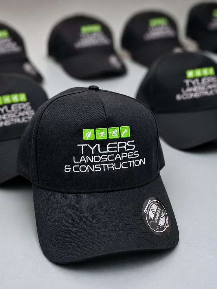 Close-up of embroidered cap for Tylers Landscapes & Construction