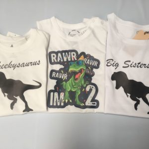 dinosaur theme birthday party printed t-shirts